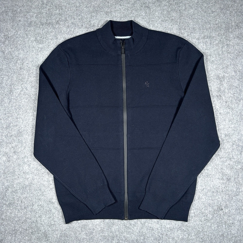 Robert Graham‎ Sweater Men's Size Small Navy Blue Full Zip Luxury Classic Fit